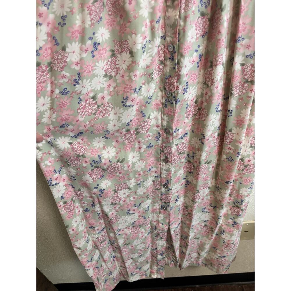 Vintage Erika Midi Dress 90’s Floral Smocked Button Front Tie Waist NWT Size M - Picture 5 of 11